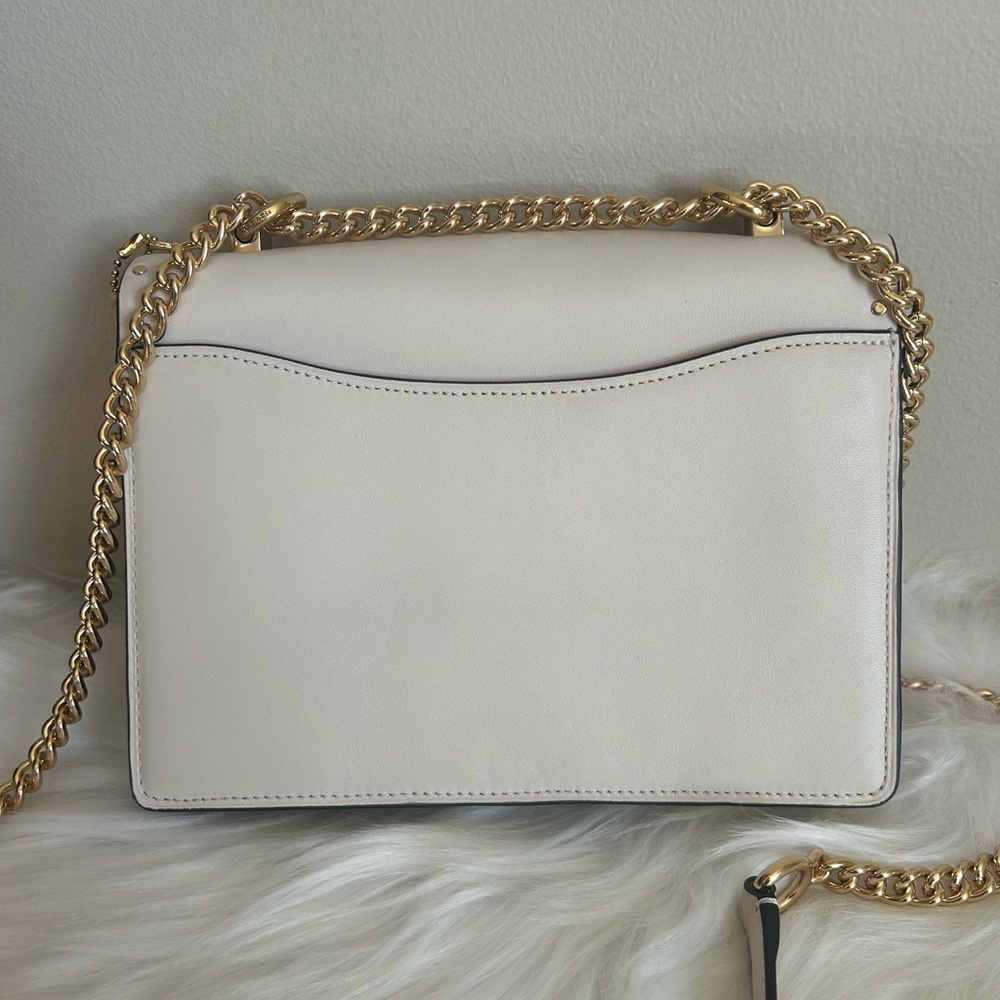 Coach Klare Shoulder Bag Chalk White Leather Signature Canvas‎ Snakeskin Rivets - Picture 2 of 11